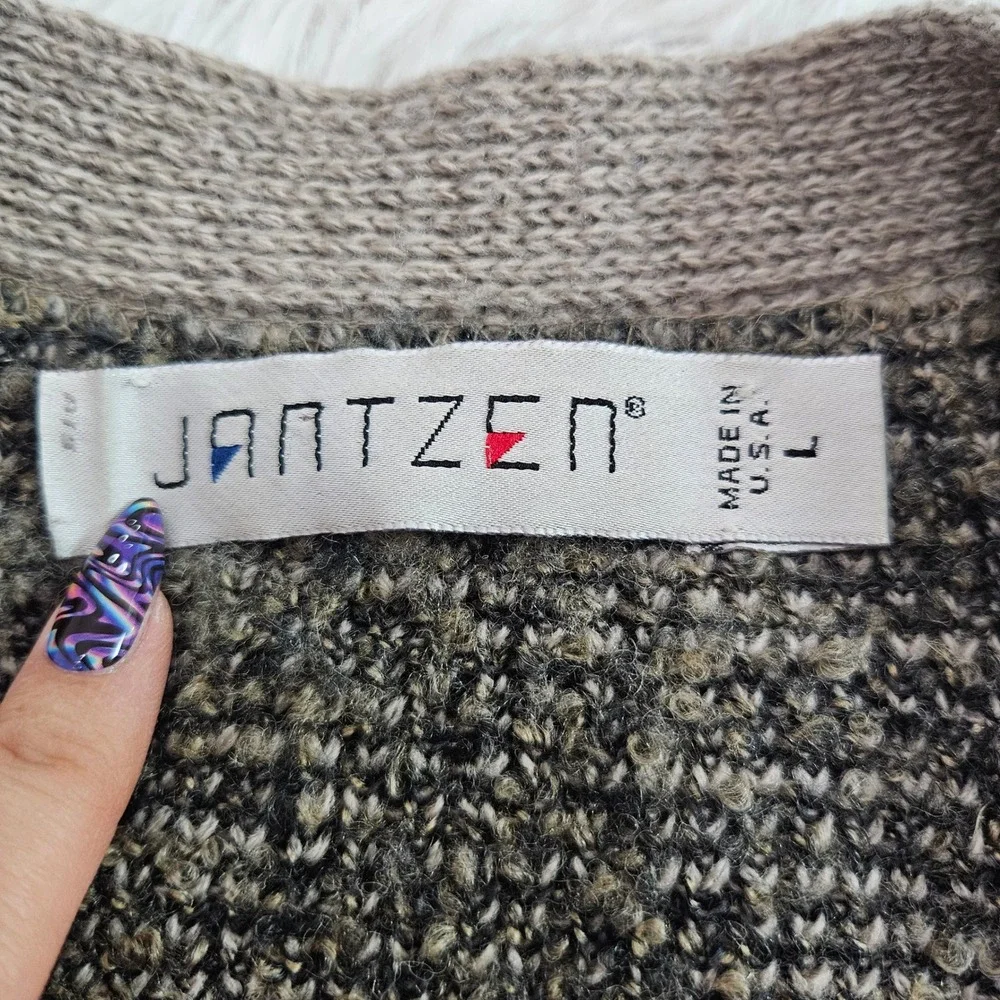 Jantzen Mens VTG Geometric Abstract Grandpa Core Knit Cardigan Sweater Sz L